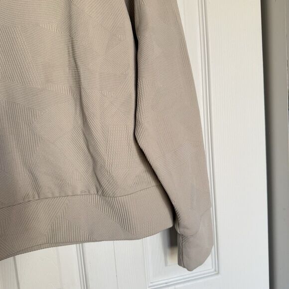 RBX Relaxed Beige Loose Fit Pullover Quilted Cowl Mock Neck Sweatshirt M - Picture 15 of 16